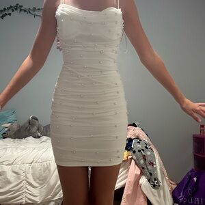 Windsor White Pearl Mini Dress